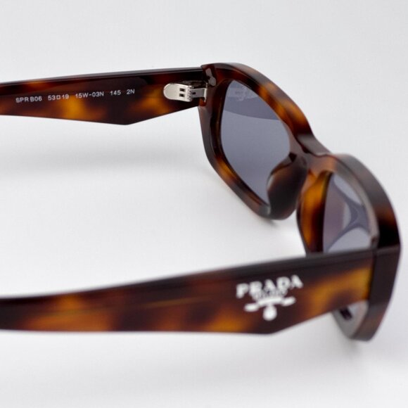 Prada PRB06S Rectangle Sunglasses – Havana Frame with Grey Lenses | Model 15W03N - Picture 8 of 10